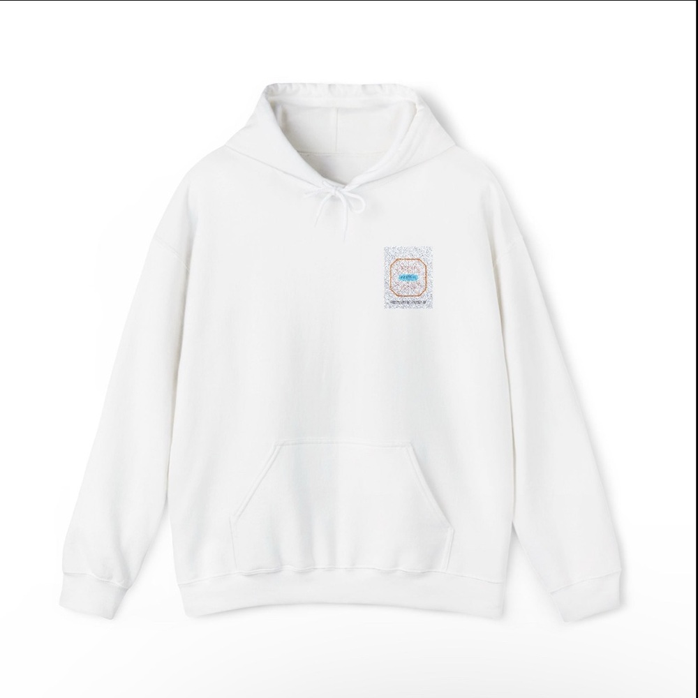 White Hoodie with Embroidered INNER G Grid Patch